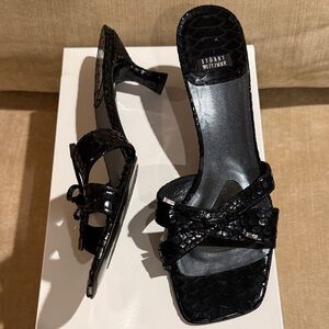 Vintage Stuart Weitzman Black Snakeskin Kitten Heels - Size 9